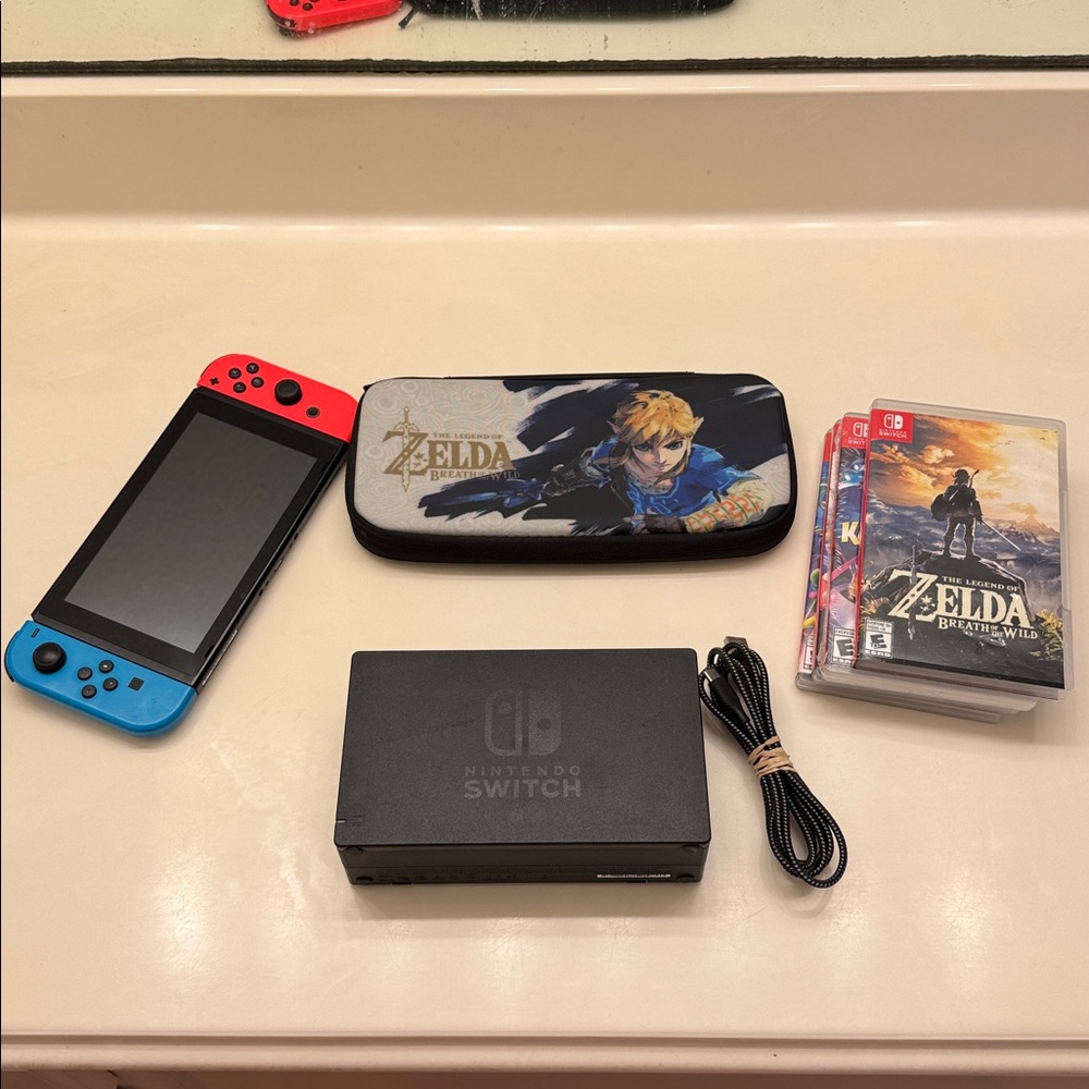 Nintendo Switch 4 Games Mario Zelda Smash Bros Micro SD Bundle